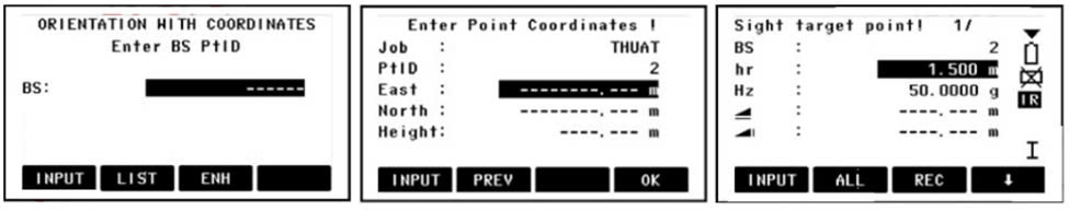 Định hướng trạm máy bằng cách nhập tọa độ