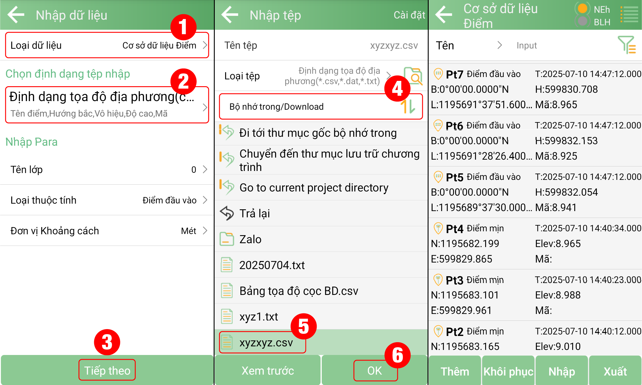 Thao tác nhập dữ liệu